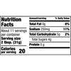 Nutrition facts label for a product with 20 calories per serving.