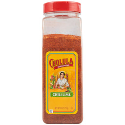A bottle of Cholula Chili Lime Seasoning.