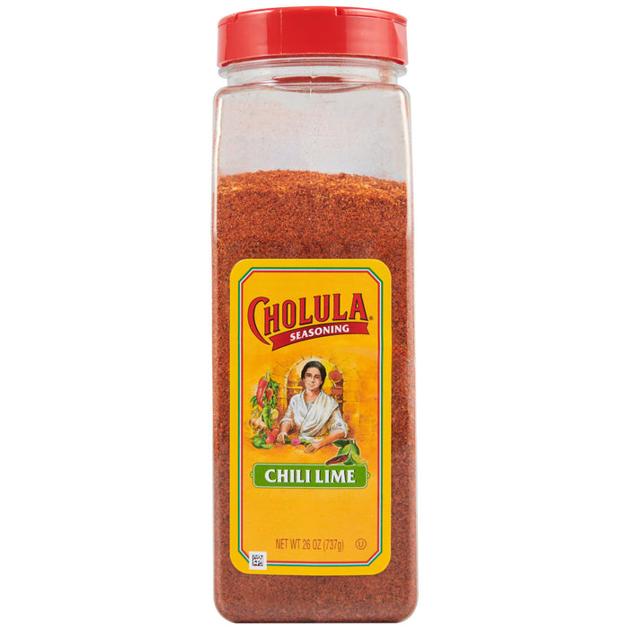A bottle of Cholula Chili Lime Seasoning.