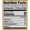Nutrition facts label for a product with 0 calories per serving.