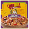 A box of Cholula Chili Lime Pork Carnitas Burrito Bowl with a serving suggestion on the front.
