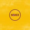 The Kosher logo is displayed within a purple circle against a yellow background.
