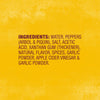 A list of ingredients for a product, including water, peppers, salt, and garlic powder.