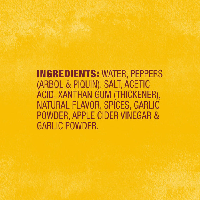 A list of ingredients for a product, including water, peppers, salt, and garlic powder.