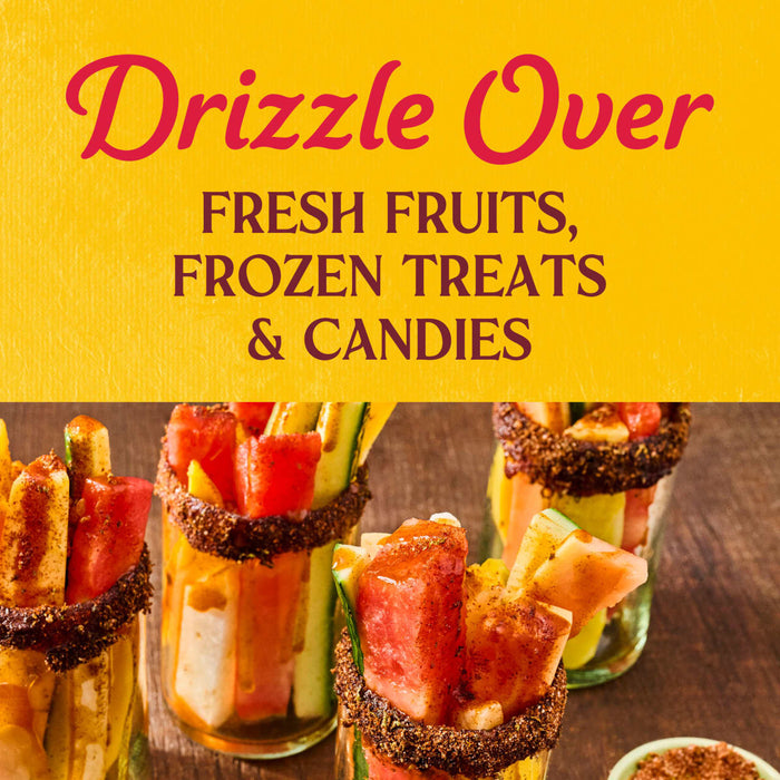 This image showcases a vibrant display of fresh fruits, frozen treats, and candies, suggesting a delicious way to enjoy the product.