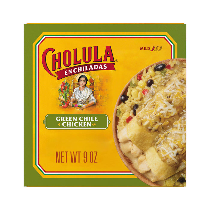Cholula Green Chile Cornbread Mix packaging featuring the brand logo and an image of the prepared cornbread.