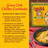 Cholula Green Chile Chicken Enchiladas microwave directions are shown in the image.