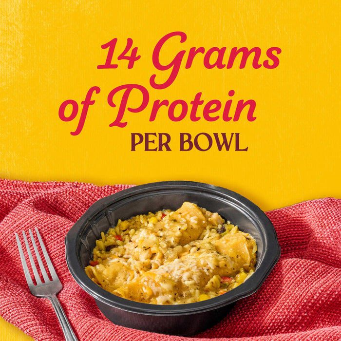 A bowl of a protein-rich meal with the text 14 Grams of Protein PER BOWL highlighting the nutritional value.