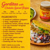 A Cholula advertisement featuring a recipe for Gorditas with Cholula-Spiced Rajas, including a list of ingredients and a photo of the finished dish.