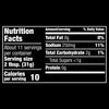 The nutrition facts label for Cholula Original Hot Red Salsa 12 Oz, indicating that one serving contains 10 calories, 0g of total fat, and 250mg of sodium.
