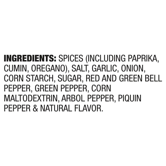 A list of ingredients for a spice blend.