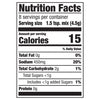 A nutrition facts infographic for Cholula Mild Pork Carnitas Seasoning Mix 1.3 Oz showing 15 calories and 450 milligrams of sodium per serving.