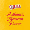 Cholulas logo is displayed above the words Authentic Mexican Flavor on a yellow background.