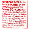 Nutrition facts label showing that one serving contains 50 calories, 1 gram of total fat, and 1280 milligrams of sodium.