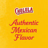 Cholula hot sauce advertisement featuring the brands logo and the phrase Authentic Mexican Flavor on a yellow background.
