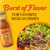 A bottle of Cholula Original Taco sauce is displayed next to a vibrant Mexican salad under the text Burst of Flavor for Favorite Mexican Dishes.