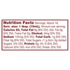 Nutrition facts label showing the nutritional information for a serving size of 1 tablespoon (15mL), including calories, total fat, saturated fat, trans fat, cholesterol, sodium, total carbohydrates, fiber, total sugars, protein, vitamin D, calcium, iron, and potassium.