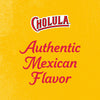 Cholulas logo is displayed above the words Authentic Mexican Flavor on a yellow background.