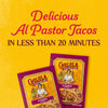 Cholula advertises their Al Pastor Taco seasoning mix, promising delicious tacos in under 20 minutes.