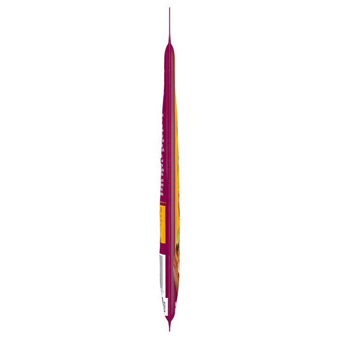 A side view of a slim purple and yellow packet containing Cholula Medium Al Pastor Seasoning Mix 1 Oz.
