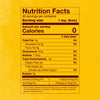 Nutrition facts label for a product with 0 calories per serving.