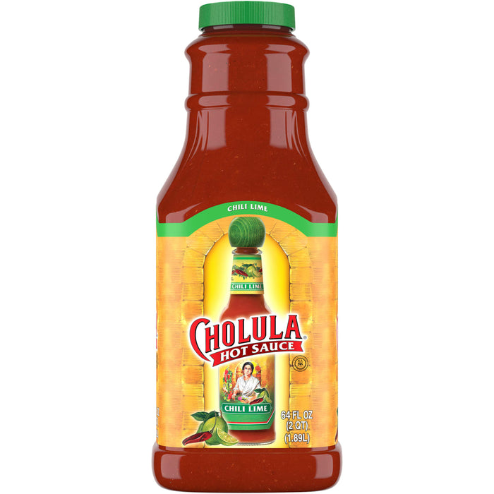 A bottle of Cholula Chili Lime Hot Sauce.