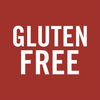 A white logo on a red background that says Gluten Free.