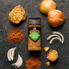McCormick Roasted Garlic and Onion seasoning is displayed with its ingredients, including roasted garlic, onion, and spices.