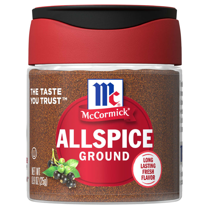 A jar of McCormick Allspice Ground.