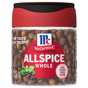 A jar of McCormick Allspice Whole.