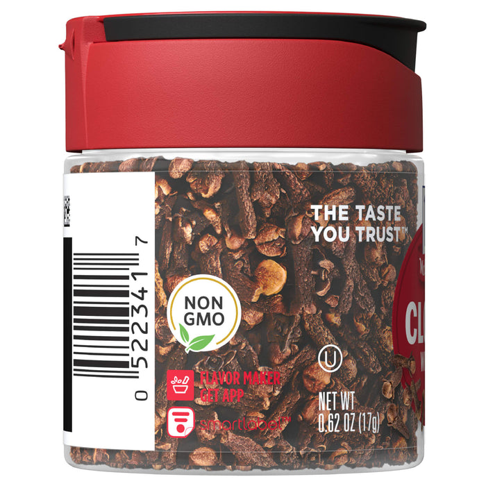 A jar of McCormick Whole Cloves with a non-GMO label.