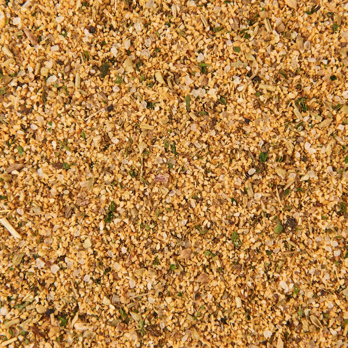 A close-up of a blend of dried herbs and spices.