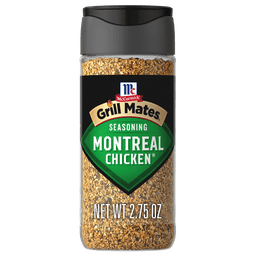 A bottle of McCormick Grill Mates Montreal Chicken Seasoning.