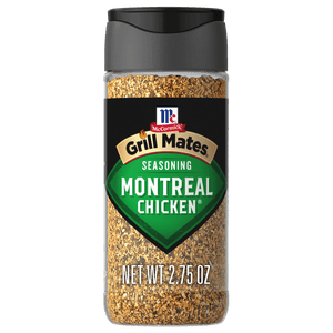 A bottle of McCormick Grill Mates Montreal Chicken Seasoning.