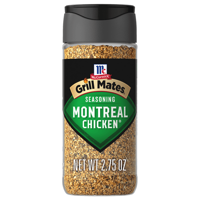A bottle of McCormick Grill Mates Montreal Chicken Seasoning.