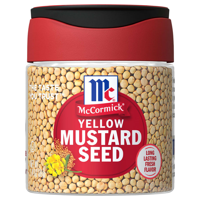 A jar of McCormick Yellow Mustard Seed.