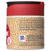 A McCormick Sesame Seeds jar with a red lid and a label with the McCormick logo.