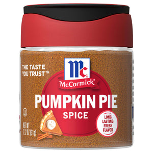 A jar of McCormick Pumpkin Pie Spice.