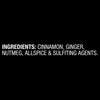 Ingredients: Cinnamon, Ginger, Nutmeg, Allspice &amp; Sulfiting Agents.