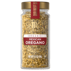 A jar of McCormick Organic Mexican Oregano is displayed.