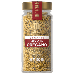 A jar of McCormick Organic Mexican Oregano is displayed.