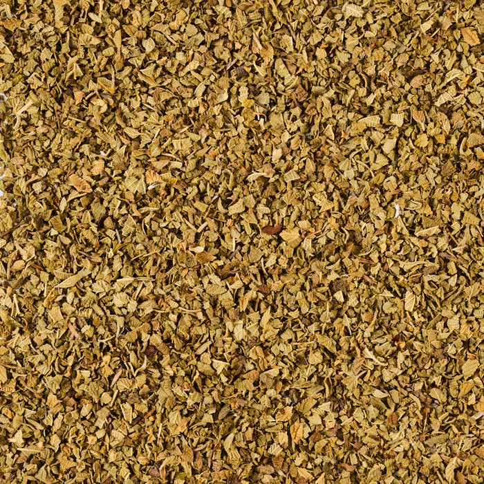A close-up view of granulated cork material, showcasing its texture and color.