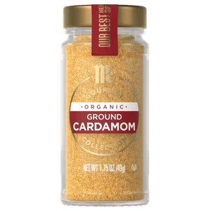 A jar of McCormick Organic Ground Cardamom.