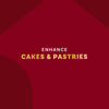 Enhance Cakes &amp; Pastries logo on a maroon background.
