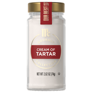 A jar of McCormick Gourmet Cream of Tartar is displayed.