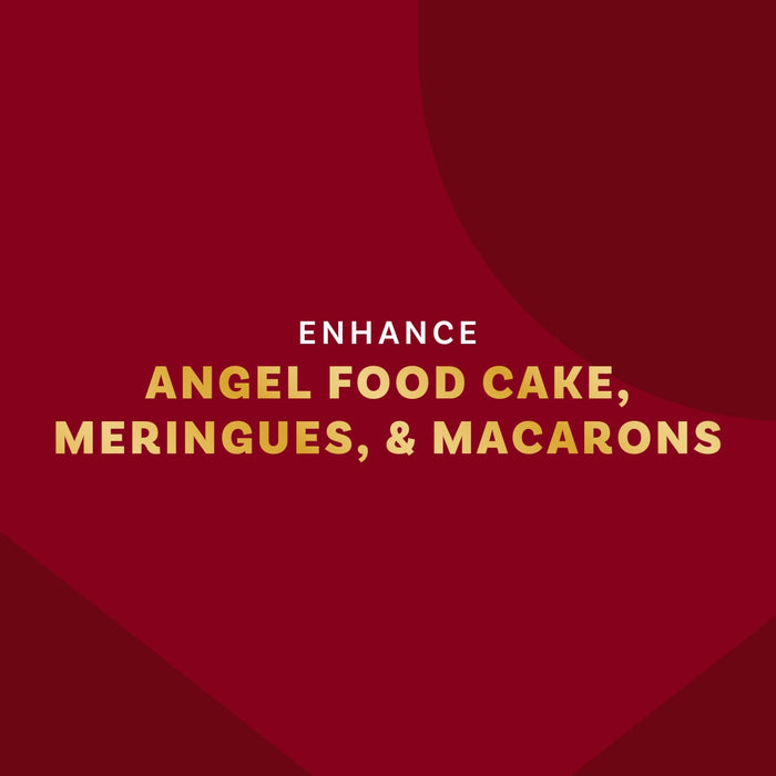 This image promotes the enhancement of angel food cake, meringues, and macarons.