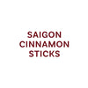 The image displays the text Saigon Cinnamon Sticks in a bold, reddish-brown font.