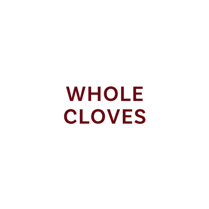 The image displays the text Whole Cloves in a dark red font.