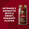 A jar of The Spice Hunter Whole Cloves is shown with the text intensely aromatic with a sweet, pungent flavor.