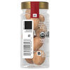 A jar of The Spice Hunter organic whole nutmeg with a barcode and product information label.